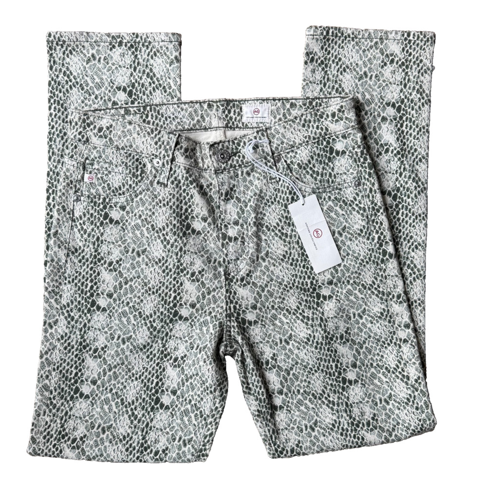 AG Adriano Goldschmied The Mari High Rise Straight Snake Print Jeans 28